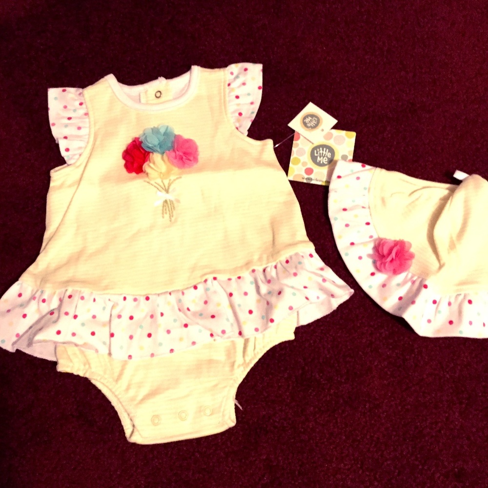 Little Me Baby Girls Cotton Outfit w/Matching Hat